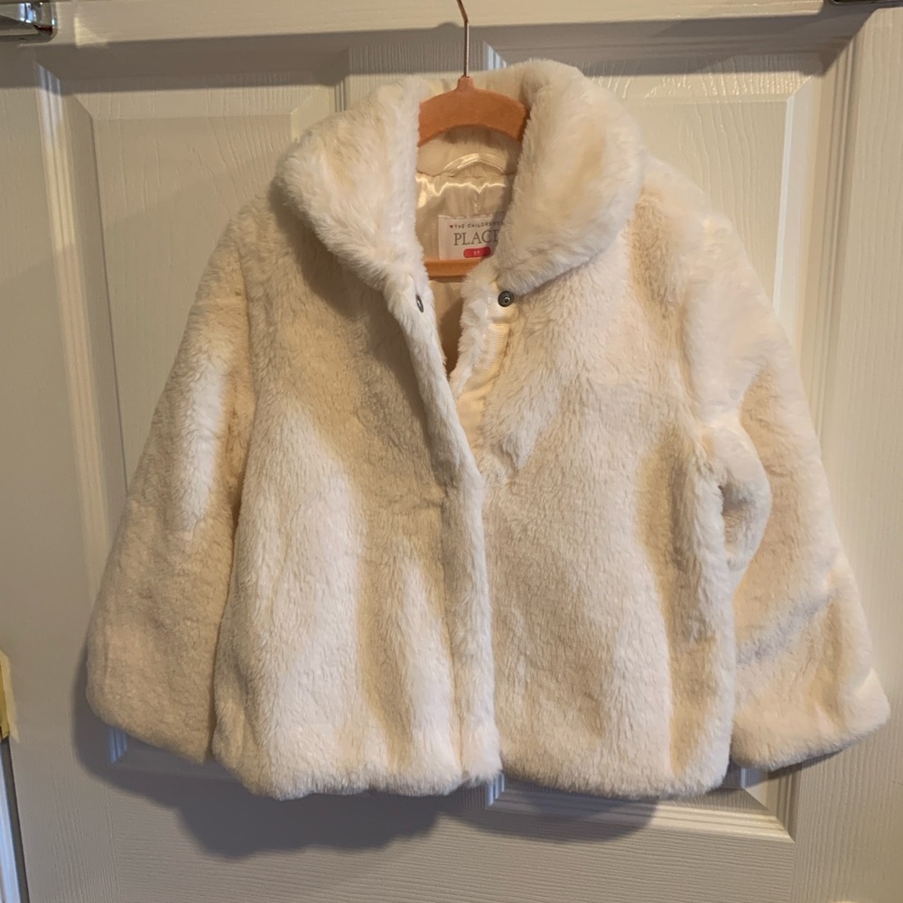 The Children's Place Ivory Faux Fur Coat